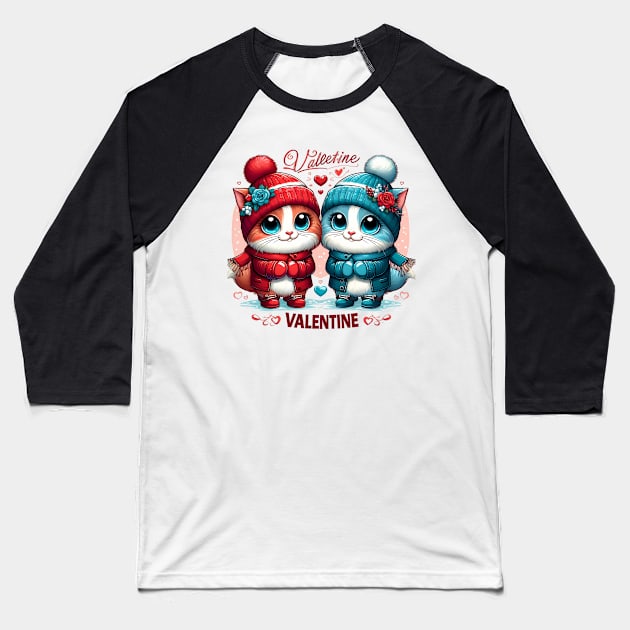 Adorable Couple Cats for Valentine's Day Baseball T-Shirt by HaMa-Cr0w